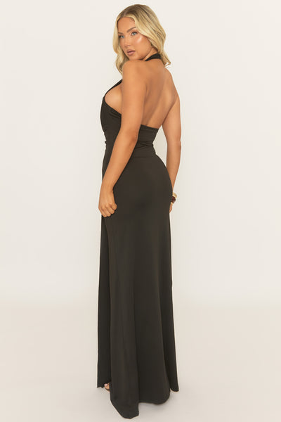 Black Extreme Plunge Maxi Dress | Dresses