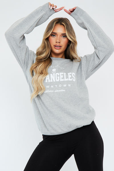 Beige Oversized Los Angeles Sweatshirt