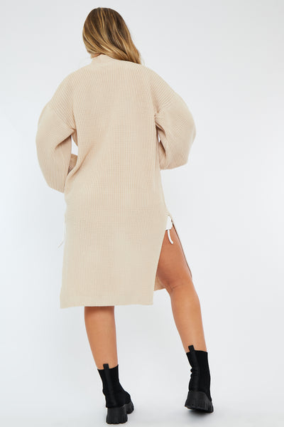 Beige Cable Knit Cardigan - Alice – Rebellious Fashion
