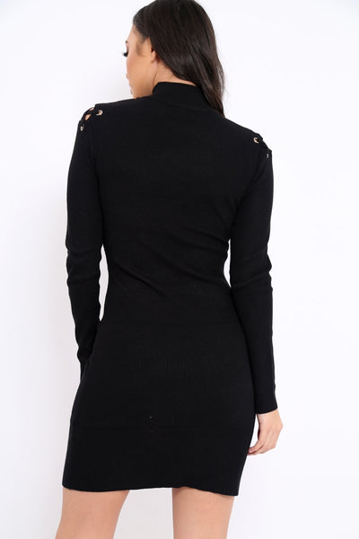 Black Ripped Cut Out Lace Jumper Dress