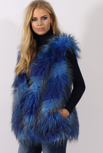 Blue Faux Fur Gilet Demi