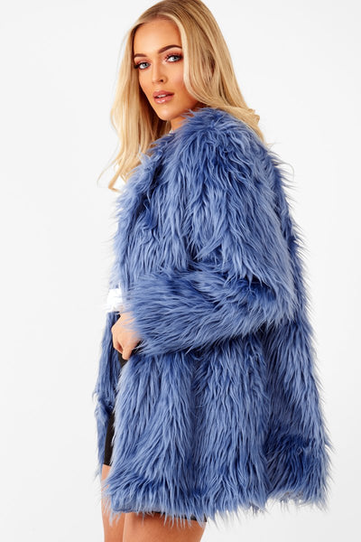 Blue shaggy store jacket