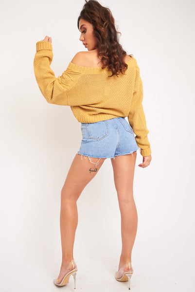 Off the shoulder on sale button up sweater