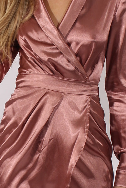 Dark Pink Satin Wrap Dress Jolene Rebellious Fashion