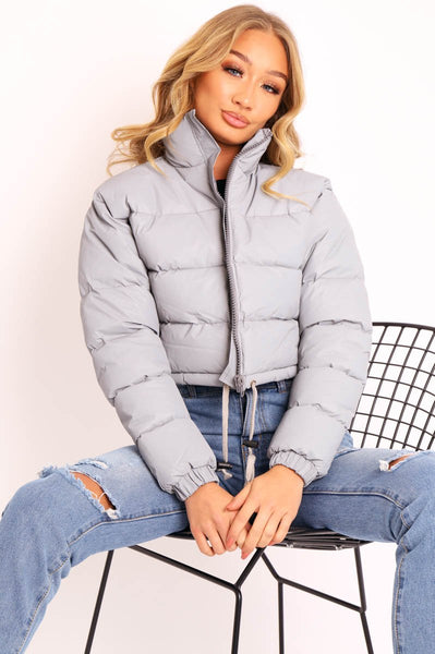 Grey cropped sale puffer