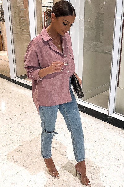 Pink Corduroy Oversized Shirt Ennie – Rebellious Fashion