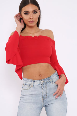 Red bardot crop top new arrivals