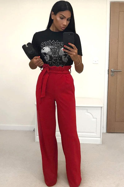 OOTD 10.28.19: Red Blouse and Paperbag Pants