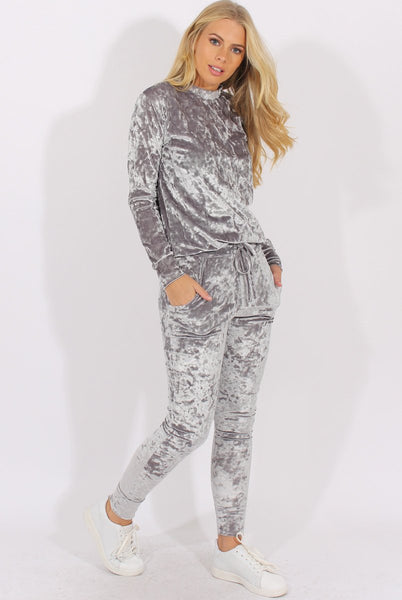 Grey velvet hot sale tracksuit