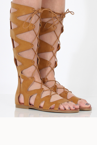 Tan Gladiator Tie Up Sandals Fergie Rebellious Fashion