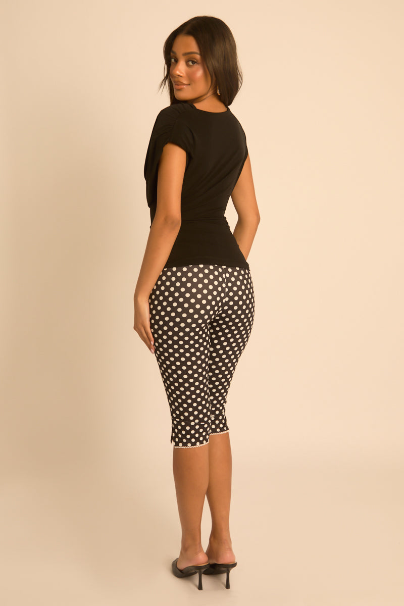 Black Ruched Cowl Top - Sheela