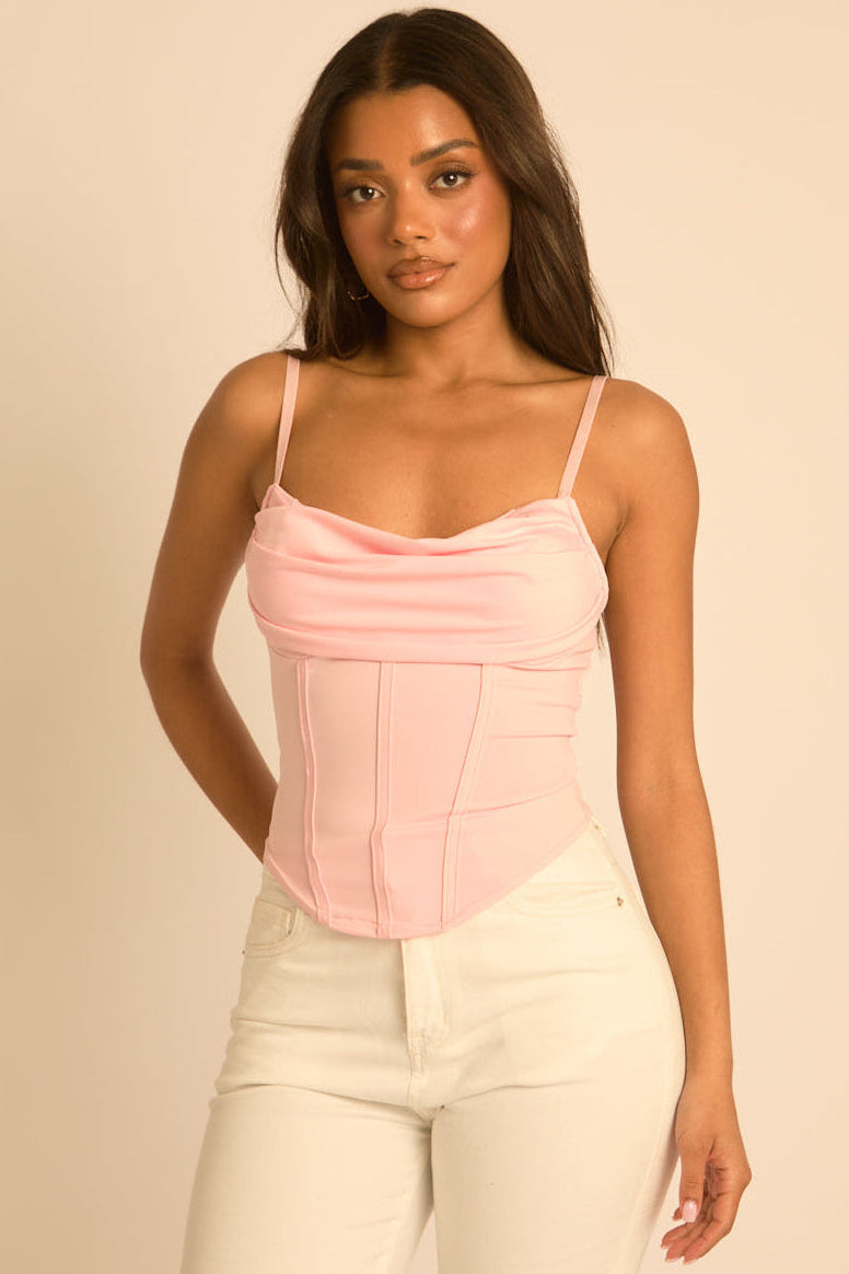 Pink Drape Detail Corset Top - Promise
