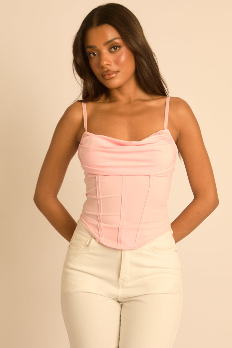Pink Drape Detail Corset Top - Promise