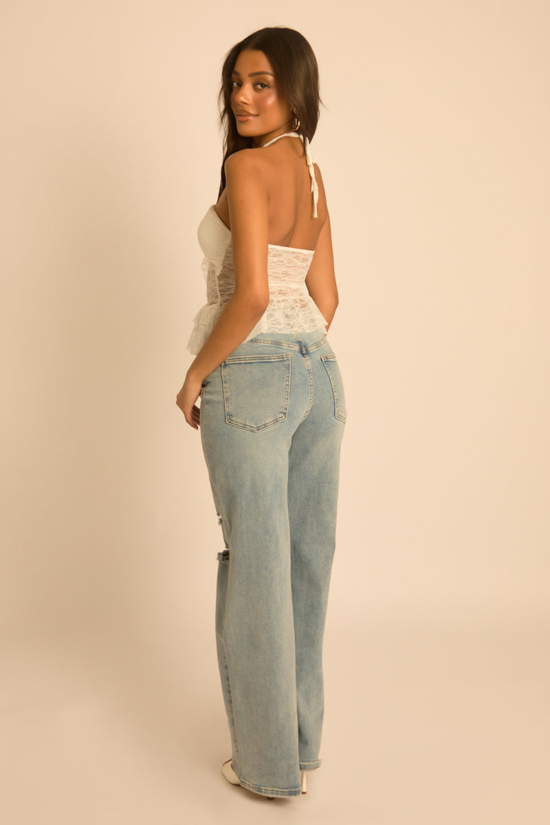 White Lace Halter Top - Miranda