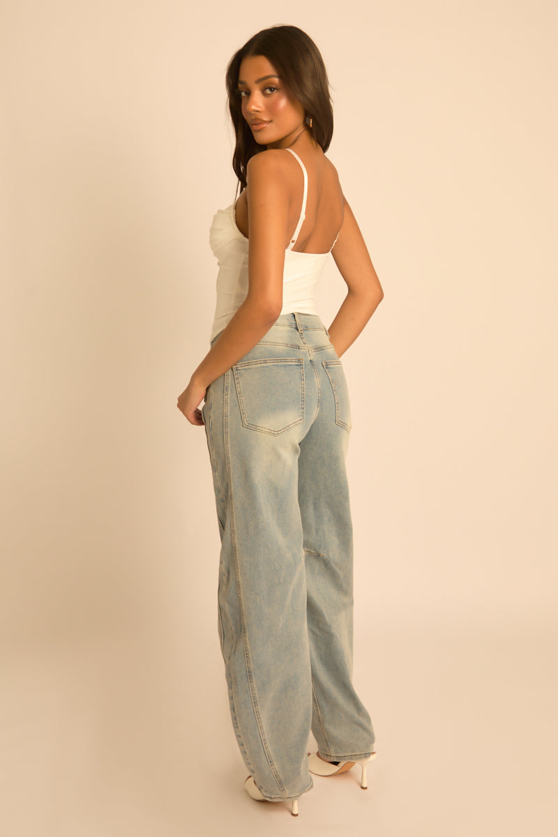 White Drape Detail Corset Top - Promise