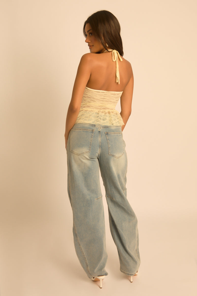 Yellow Lace Halter Top - Miranda
