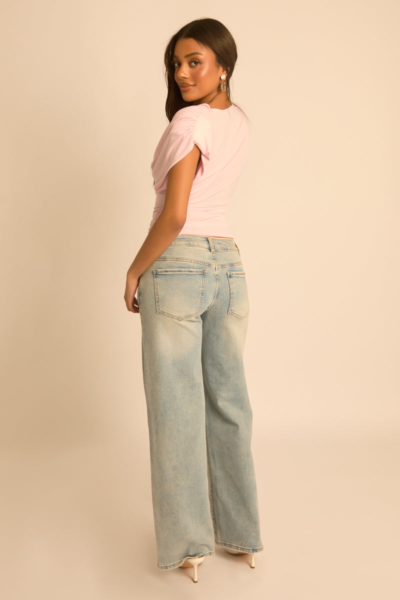 Pink Ruched Cowl Top - Sheela