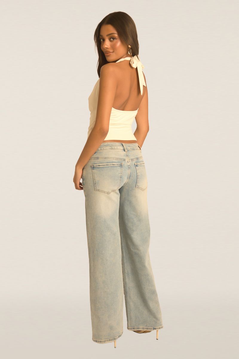 Beige Halterneck Cowl Top - Calla