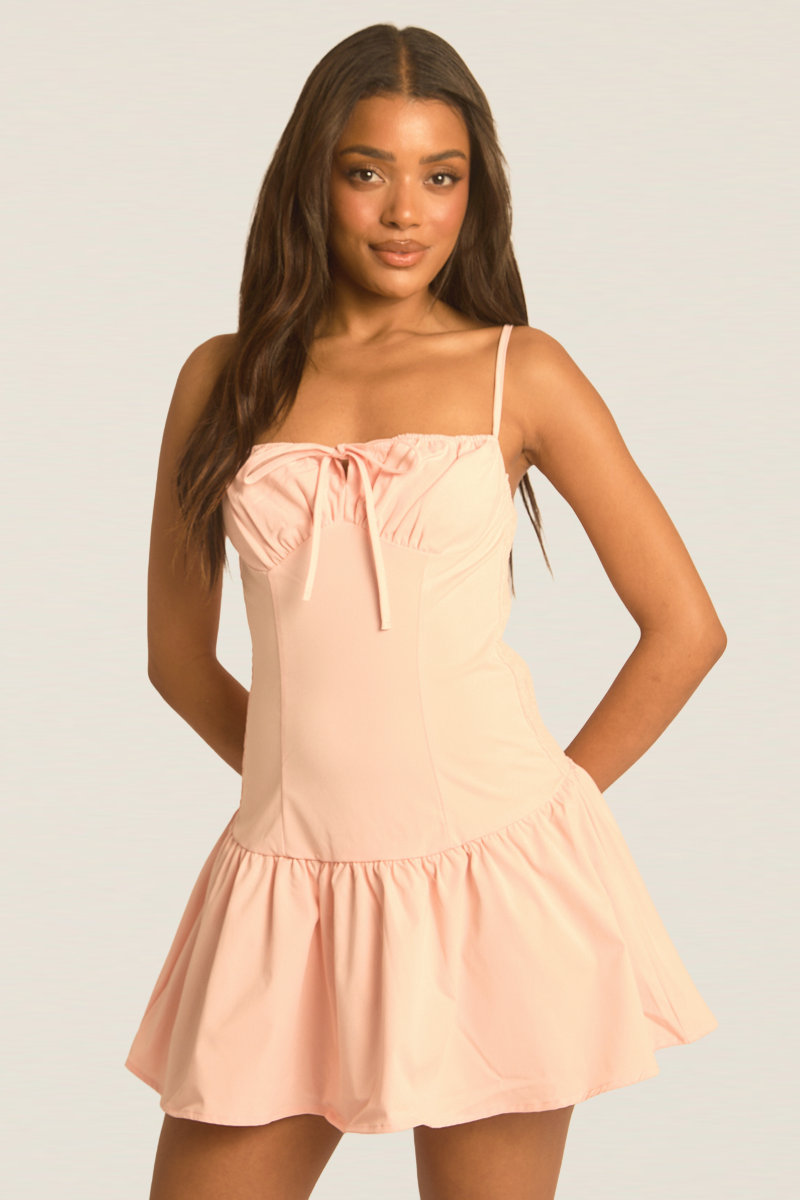 Pink Tie Front Mini Dress - Ensley