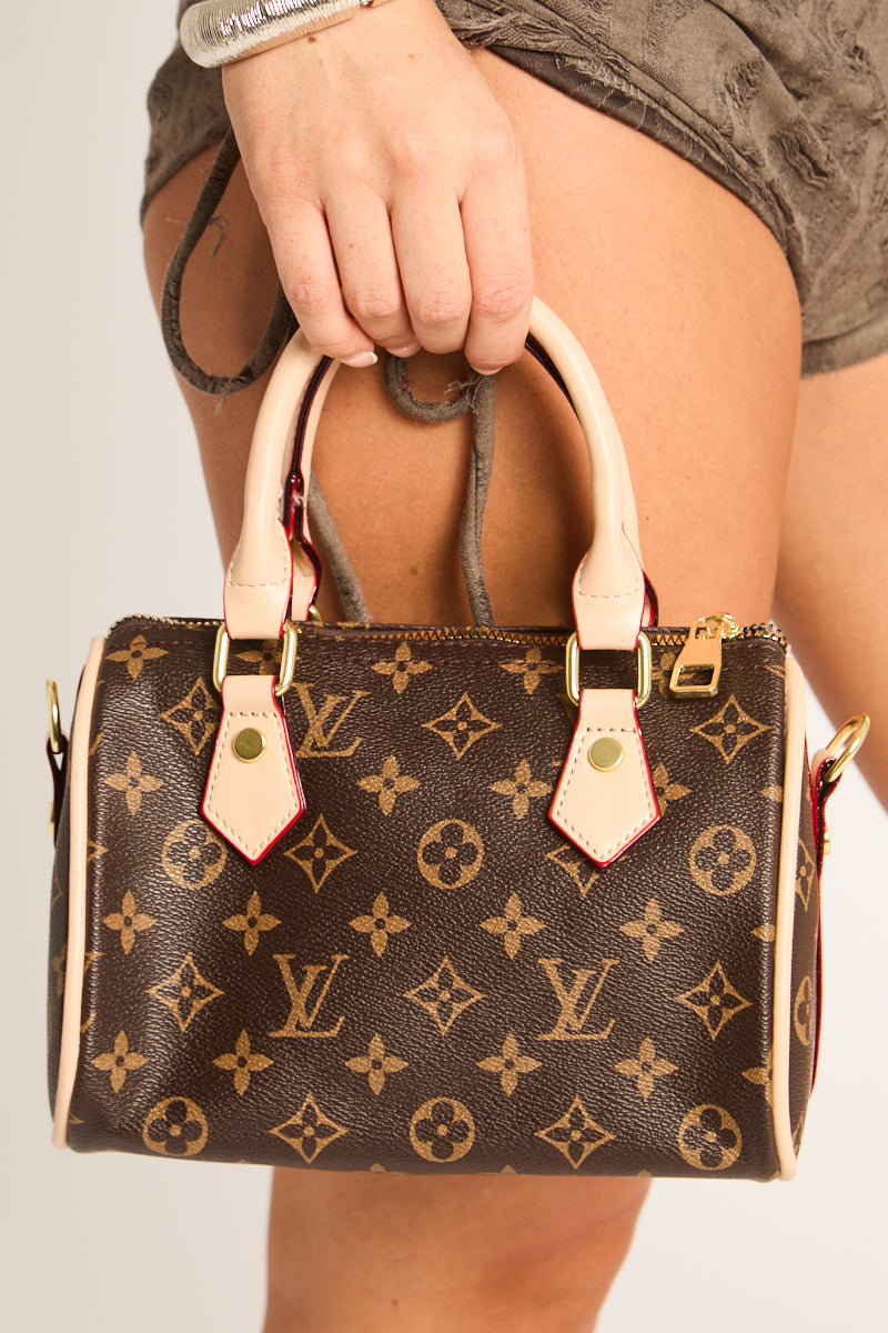 Brown Monogram Detail Grab Bag - Ramona