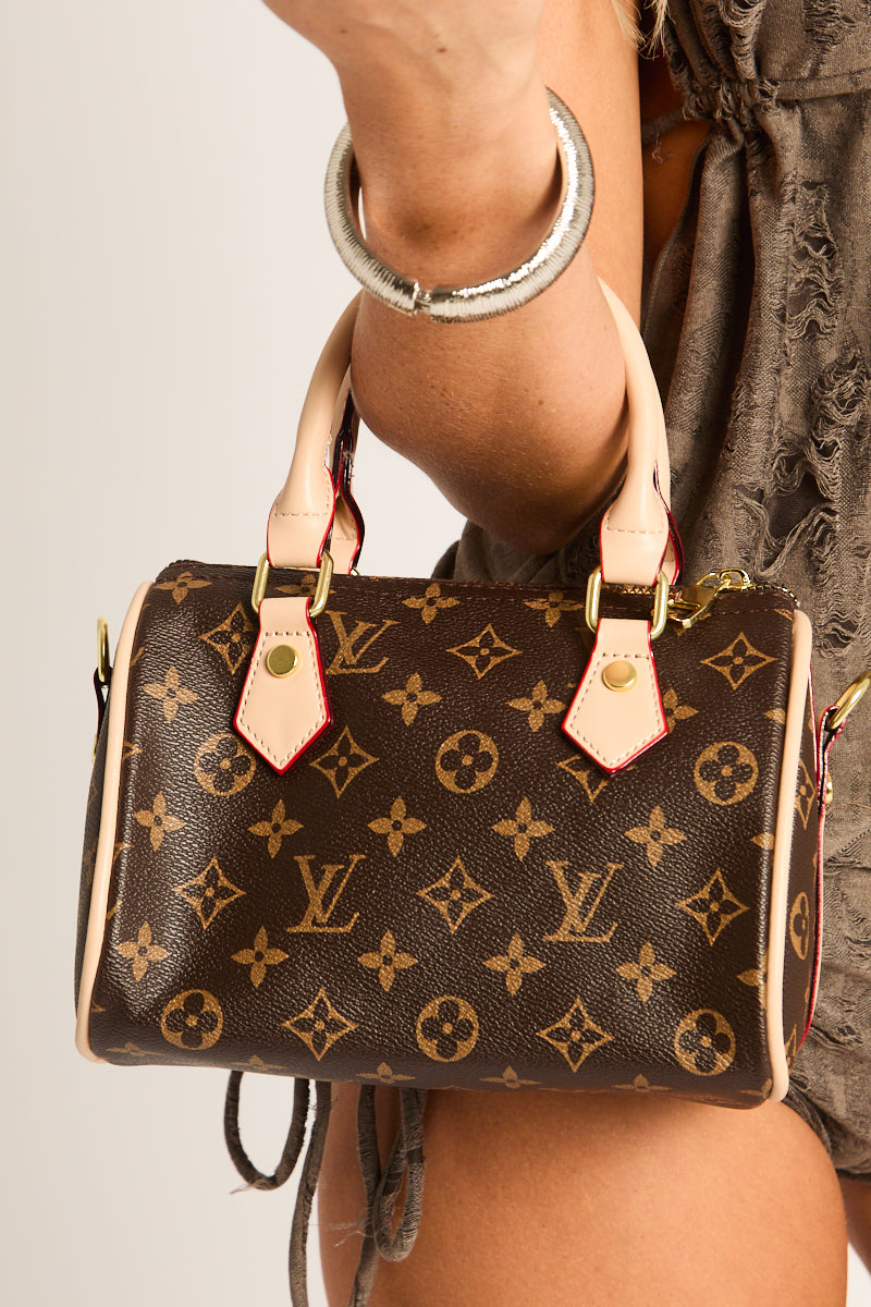 Brown Monogram Detail Grab Bag - Ramona