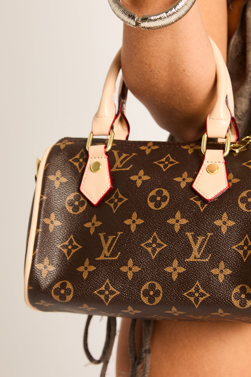 Brown Monogram Detail Grab Bag - Ramona