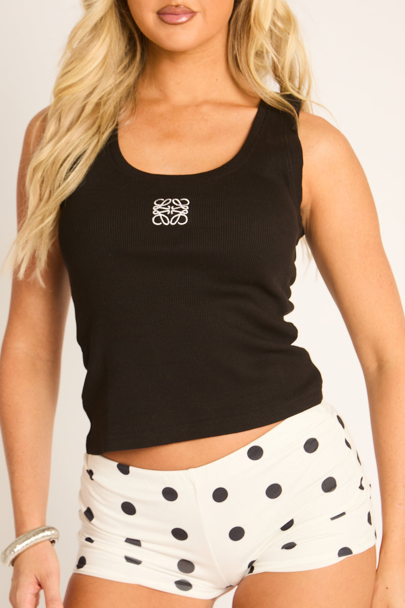 White Polka Dot Slinky Micro Shorts - Kirsten