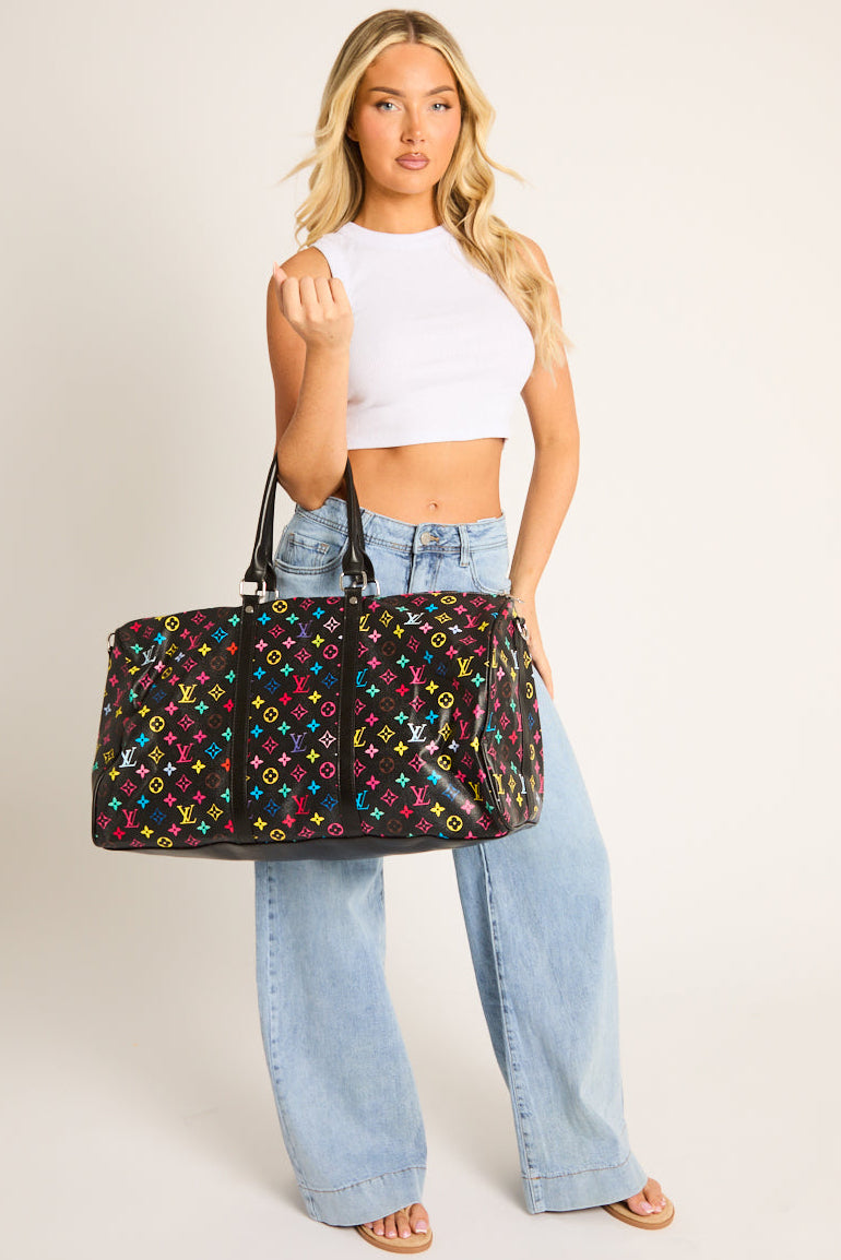 Black Monogram Oversized Travel Bag - Aoife