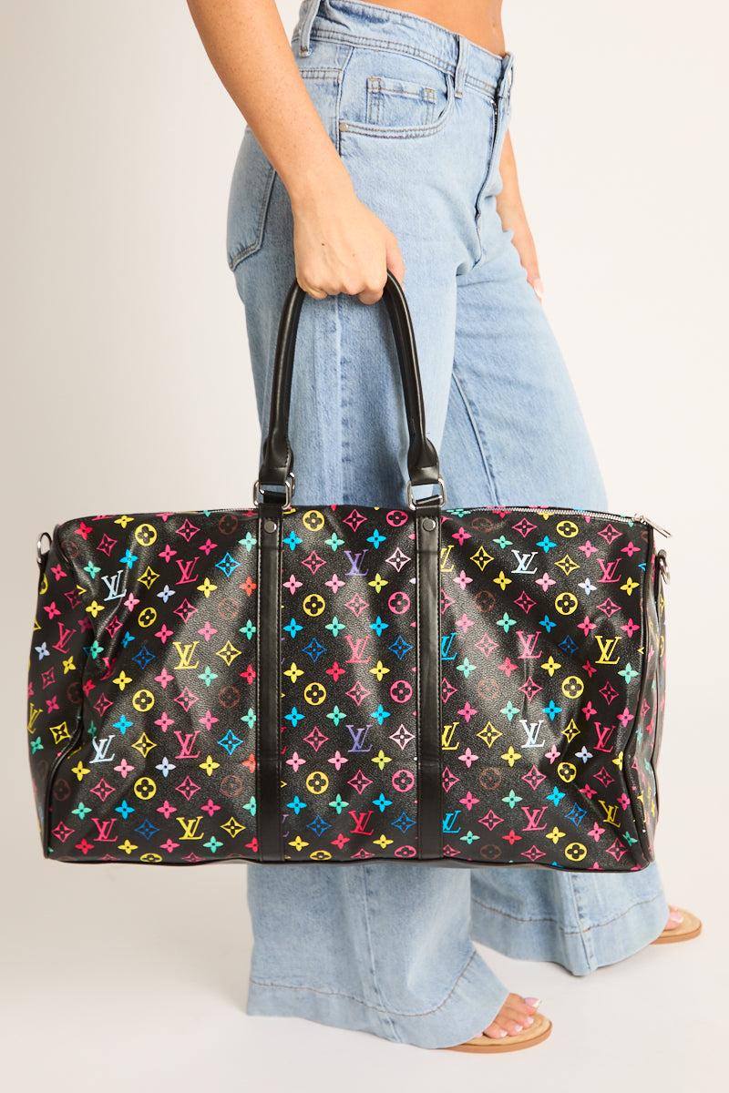 Black Monogram Oversized Travel Bag - Aoife