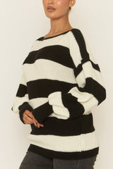 Black Stripe Oversized Knit Jumper - Benson