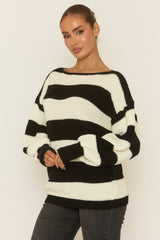 Black Stripe Oversized Knit Jumper - Benson