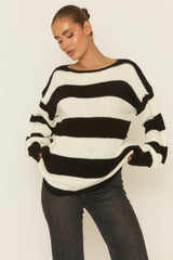 Black Stripe Oversized Knit Jumper - Benson