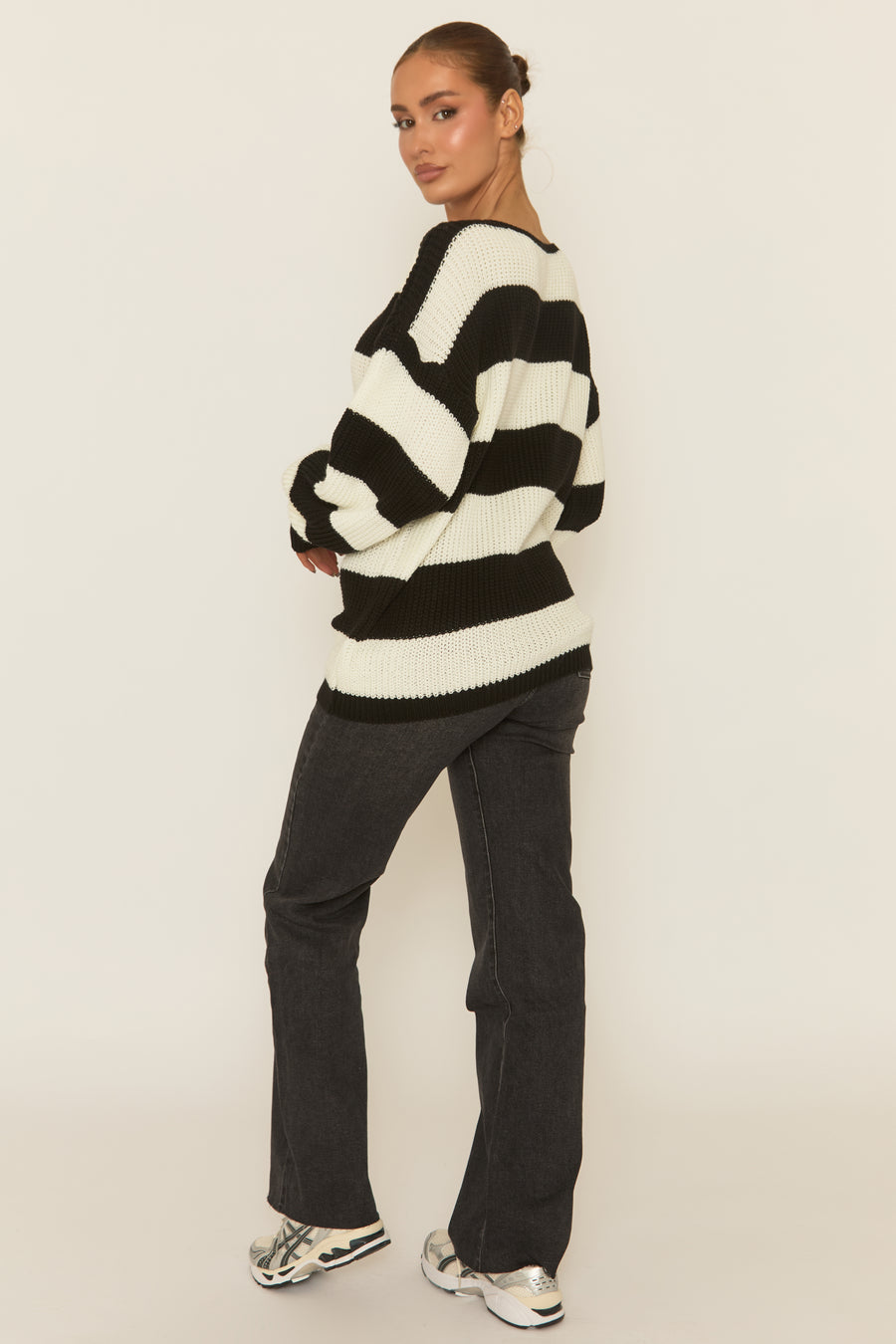 Black Stripe Oversized Knit Jumper - Benson