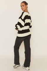 Black Stripe Oversized Knit Jumper - Benson