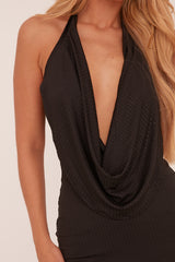 Black Cowl Halter Neck Mini Dress - Jurnee