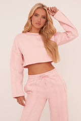 Pink Binding Detail Loungewear Co-ord Set - Ceri