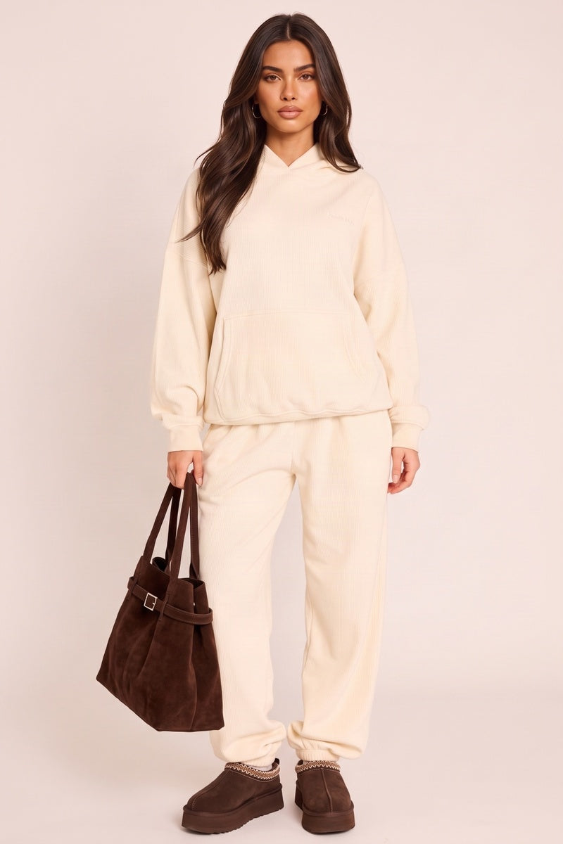 Cream Rebellious Logo Oversized Hoodie - Nivah