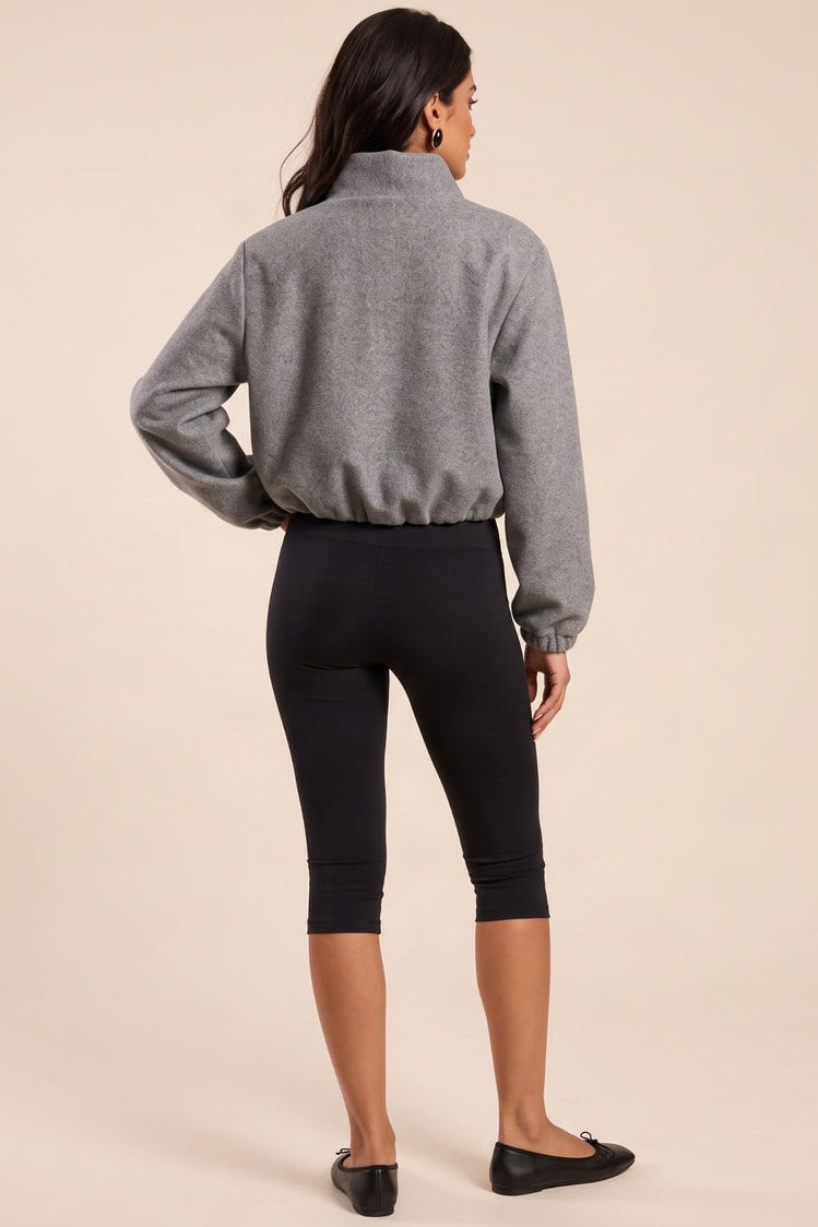 Grey Wool Look High Neck Zip Up Bomber Jacket - Jennifer