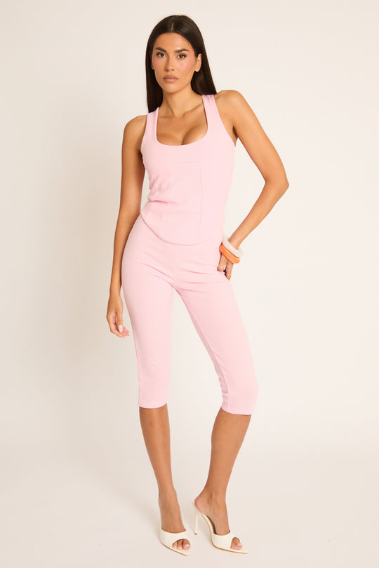 Pink Corset Top and Capri Pant Co-ord Set - Kyrah