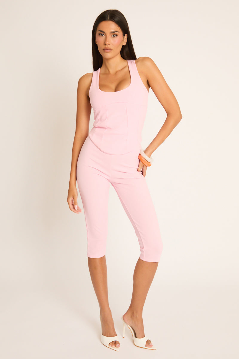 Pink Corset Top and Capri Pant Co-ord Set - Kyrah