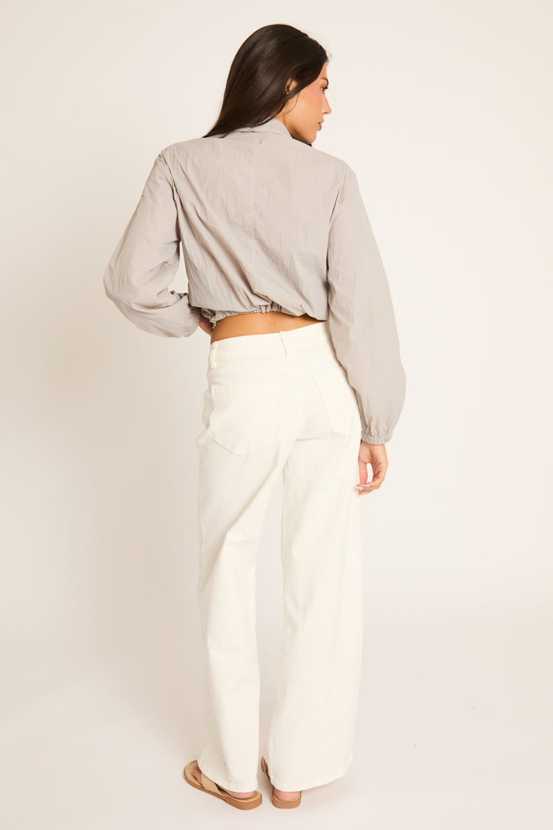 Grey Funnel Neck Windbreaker Jacket - Joyce