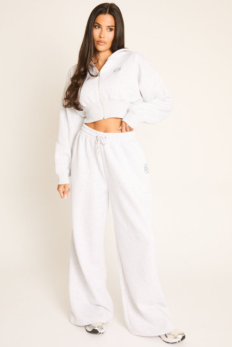 Grey Swirl Graphic Detail Cropped Hoodie - Shauna