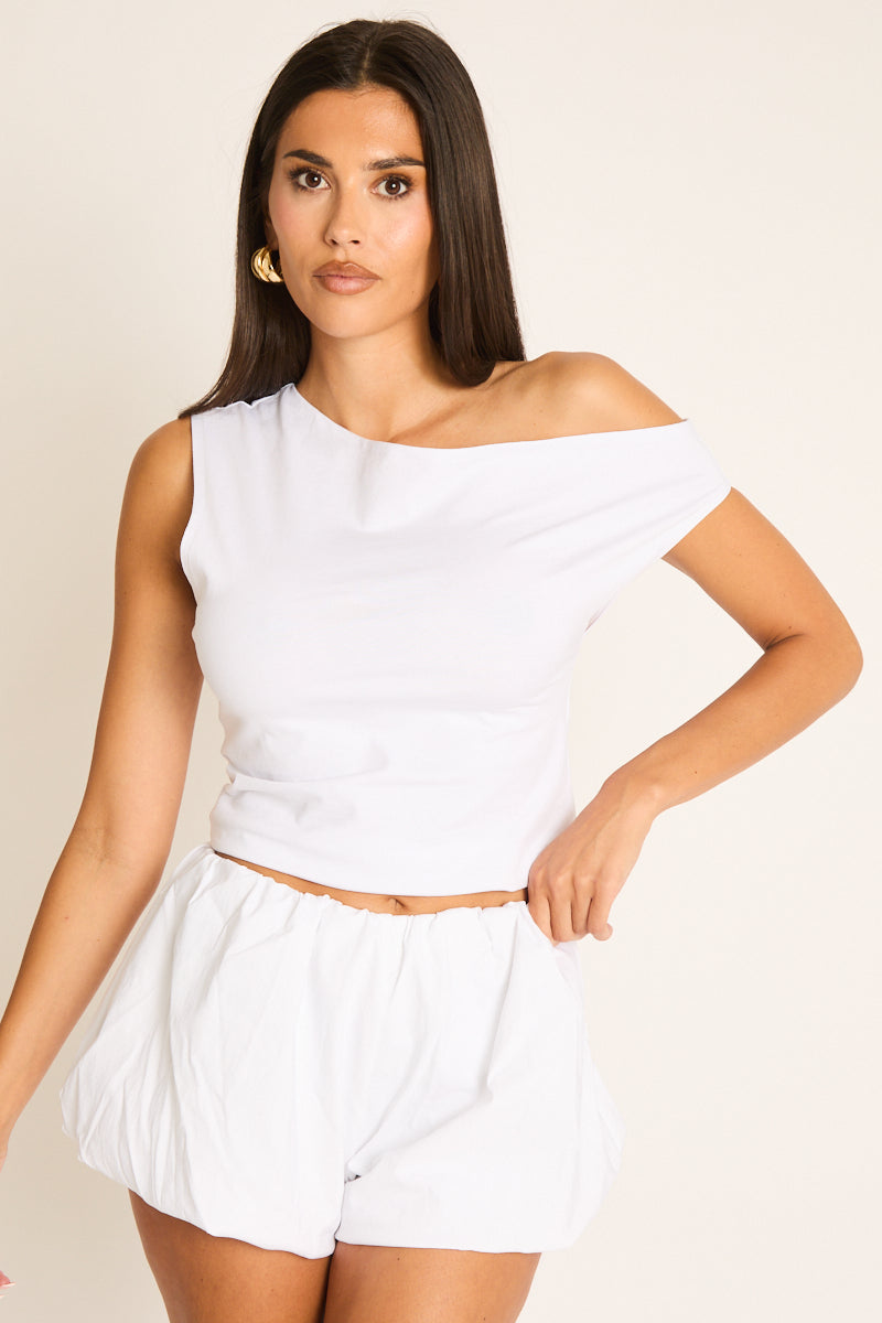 White Puffball Shorts - Jayde
