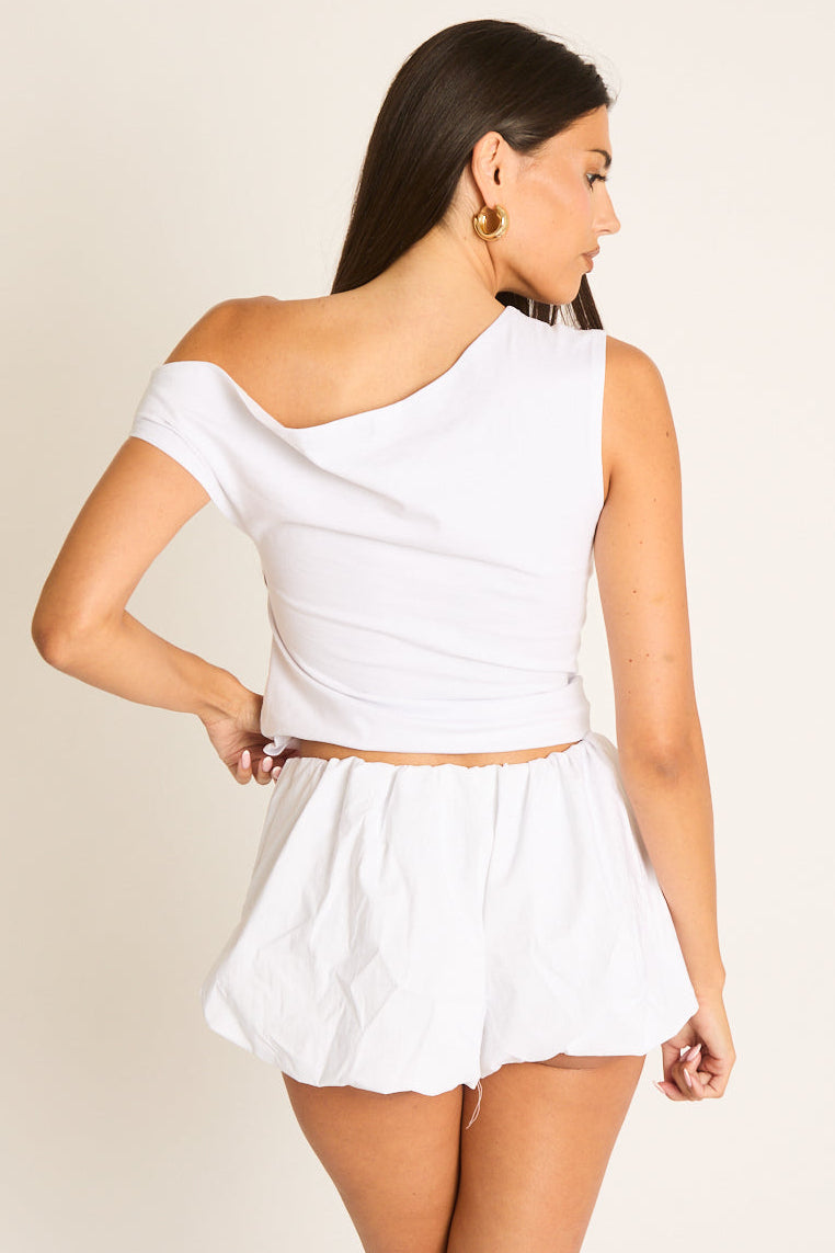 White Puffball Shorts - Jayde