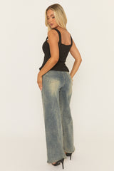 Black Button Detail Peplum Hem Tailored Top - Kassia