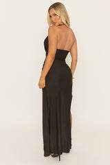 Black Cowl Halter Maxi Dress - Haram