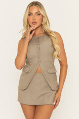 Taupe Tailored Skort - Cloris