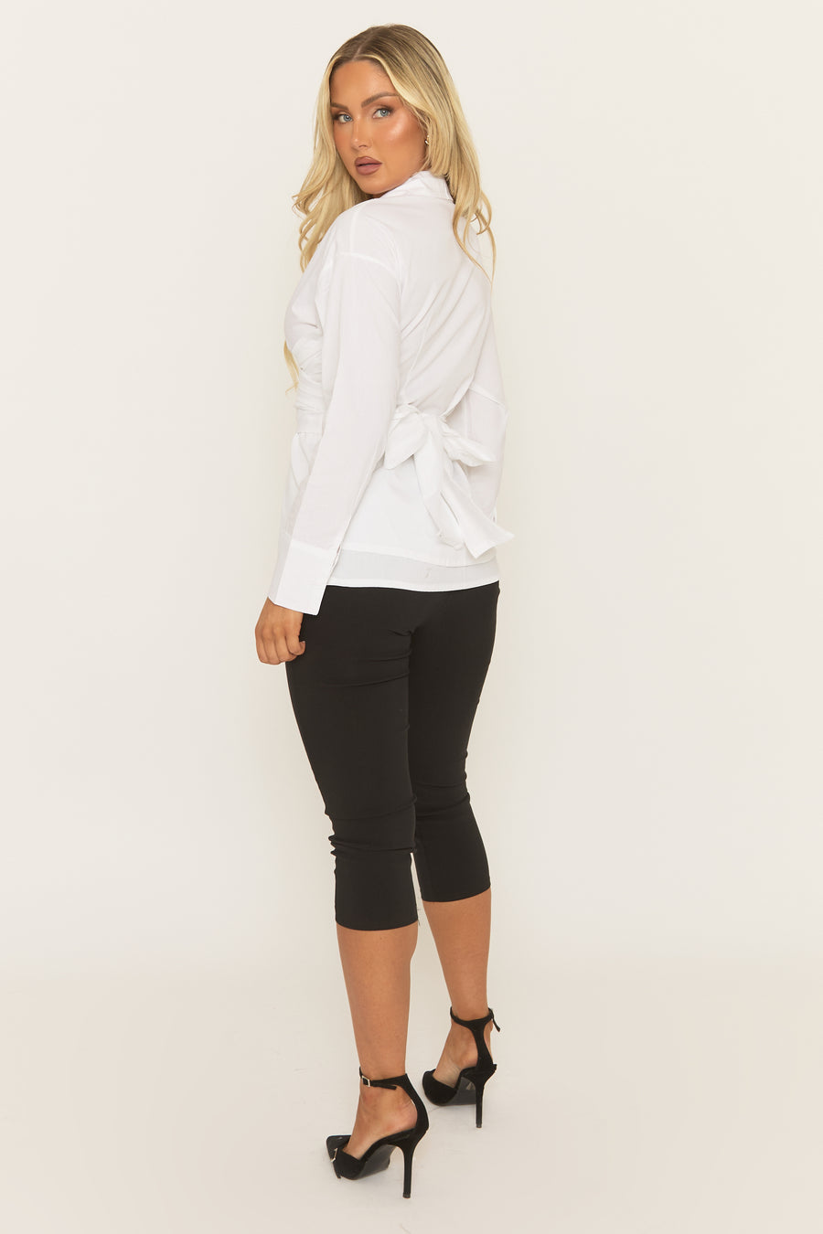 White Wrap Detail Long Sleeve Shirt - Rudy