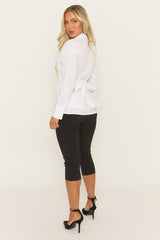 White Wrap Detail Long Sleeve Shirt - Rudy