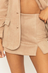 Beige Faux Suede Mini Skort - Sivan